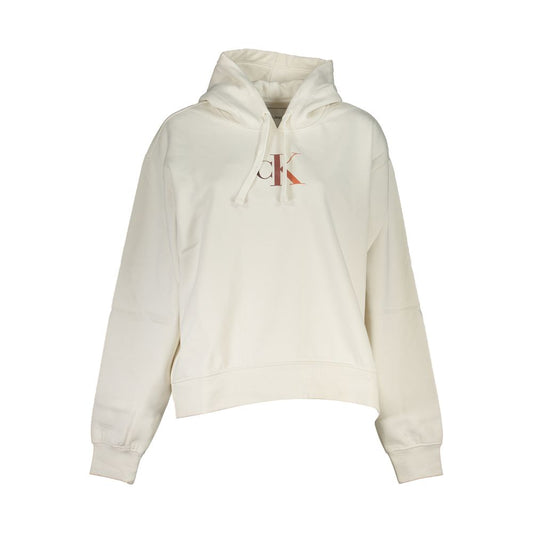 Calvin Klein Chic White Fleece Hooded Sweatshirt Calvin Klein Light Gray