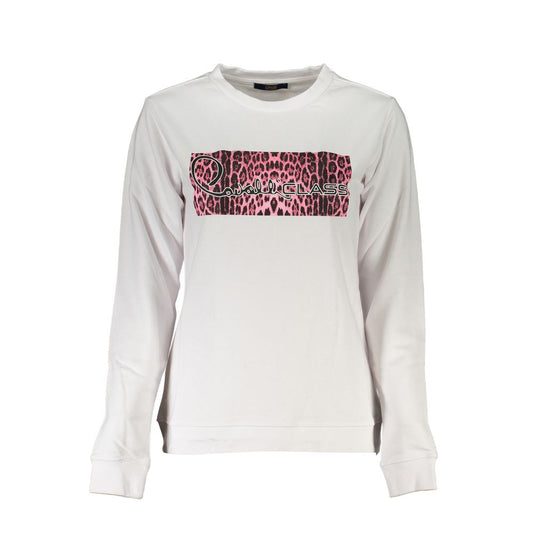 Cavalli Class White Cotton Sweater Cavalli Class Light Gray