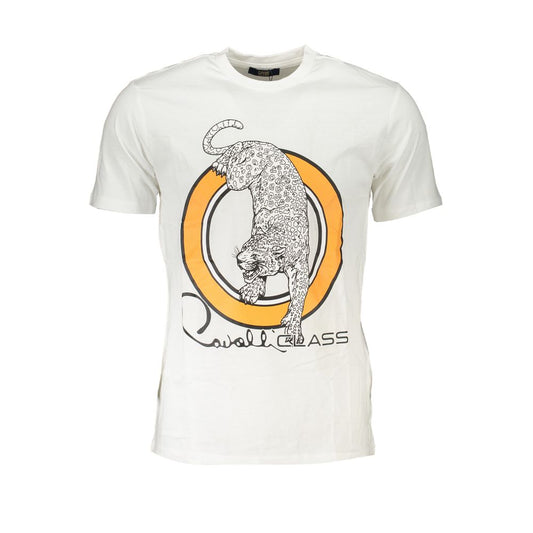 Cavalli Class White Cotton T-Shirt Cavalli Class Beige