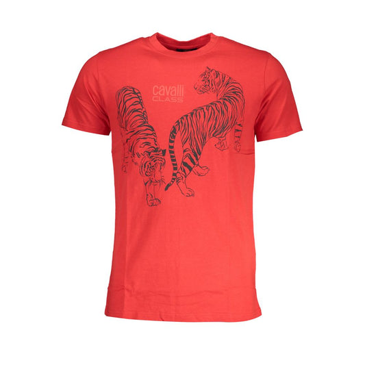 Cavalli Class Red Cotton T-Shirt Cavalli Class Tomato