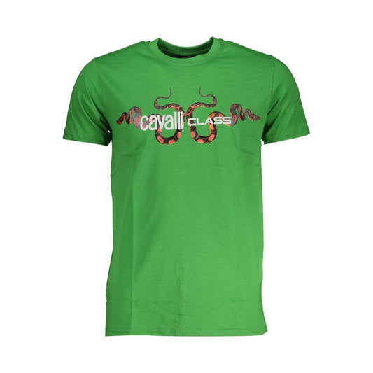 Cavalli Class Green Cotton T-Shirt Cavalli Class Sea Green