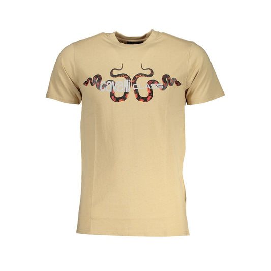 Cavalli Class Beige Cotton T-Shirt Cavalli Class Tan