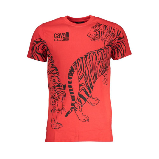 Cavalli Class Red Cotton T-Shirt Cavalli Class Tomato