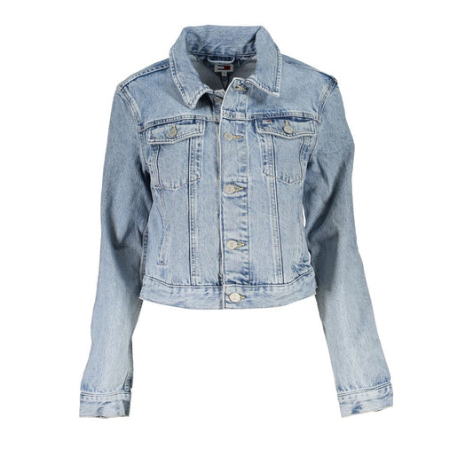 Tommy Hilfiger Light Blue Cotton Women Jacket Tommy Hilfiger Dark Gray