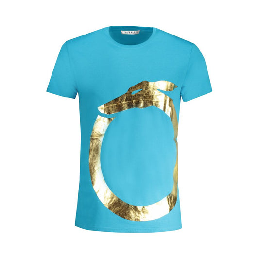 Trussardi Light Blue Cotton Men T-Shirt Trussardi Medium Turquoise