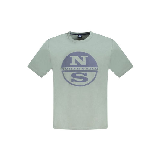 North Sails Green Cotton Men T-Shirt North Sails Dark Gray
