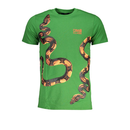 Cavalli Class Green Cotton T-Shirt Cavalli Class Sea Green