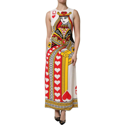 Dolce & Gabbana White Queen Of Hearts Sleeveless Maxi Dress