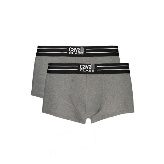 Cavalli Class Gray Cotton Men Boxer Pair