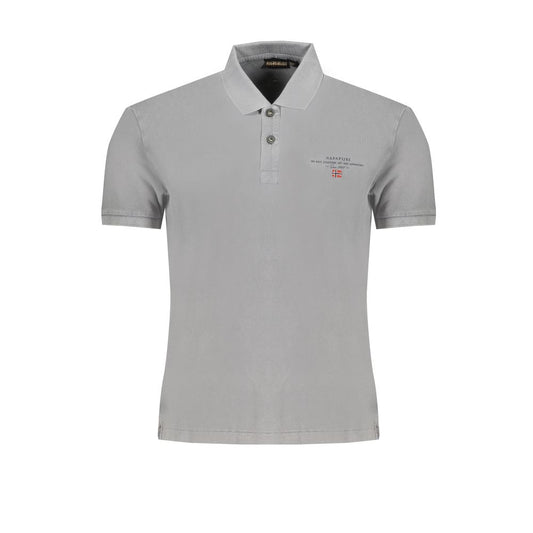Napapijri Gray Cotton Men Polo Shirt