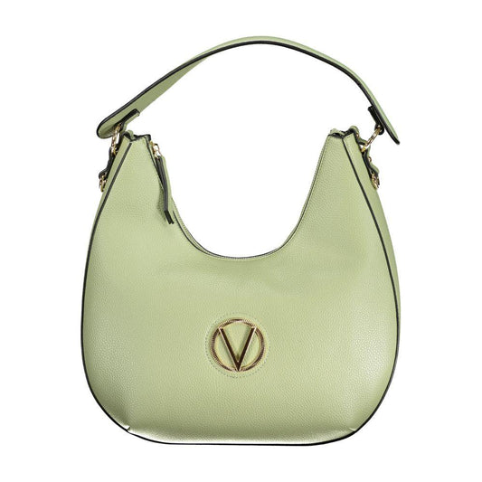 Valentino green polyethylene handbag with logo, shoulder handle, adjustable straps, internal pocket, phone holder, zip closure.