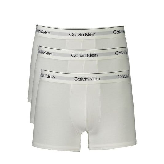 Calvin Klein white cotton men's boxer tri-pack with elastic waistband and logo, featuring modern design and comfortable fit.