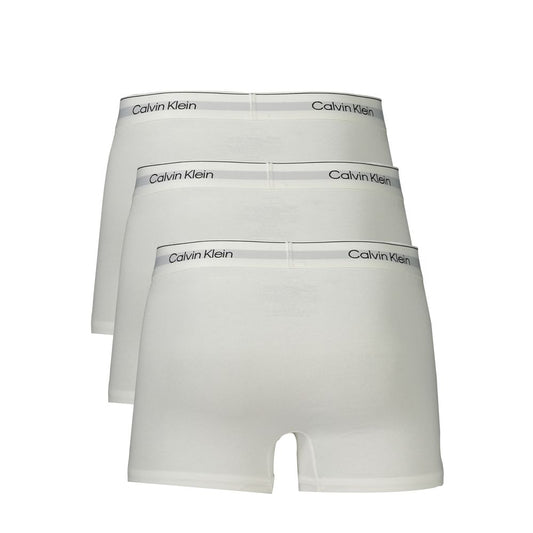 Calvin Klein white cotton men's boxers tri-pack with elastic waistband and logo, offering style and comfort in a snug fit.