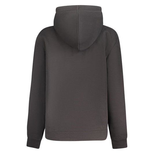 Calvin Klein women's black cotton hoodie, back view showcasing sleek design and cozy fit for a stylish casual look.