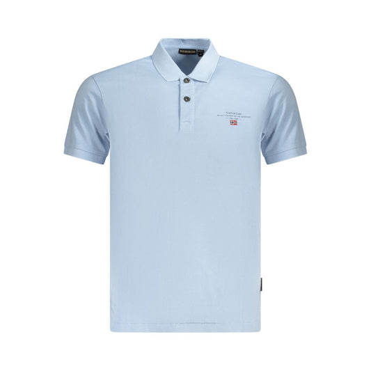 Napapijri light blue cotton men's polo shirt with two-button placket and embroidered logo, offering style and comfort for trendsetters.