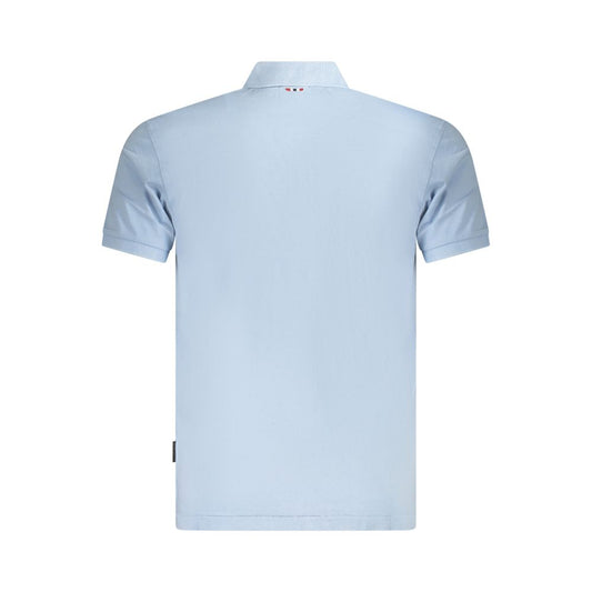 Light blue Napapijri cotton polo shirt for men, back view showcasing breathable fabric and stylish design.