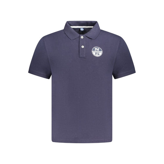 North Sails blue cotton men's polo shirt with logo, short sleeves, premium fabric, perfect for casual and refined looks.