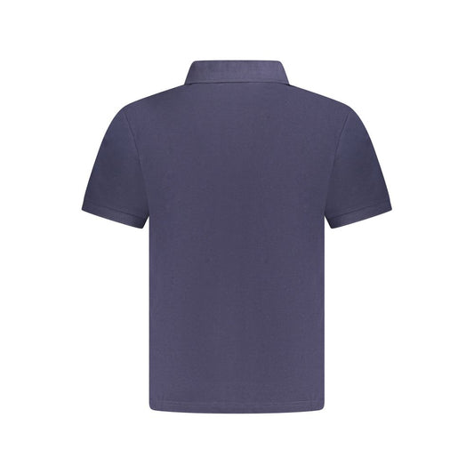 Back view of North Sails blue cotton men's polo shirt, showcasing short sleeves and classic design, perfect for casual outings.