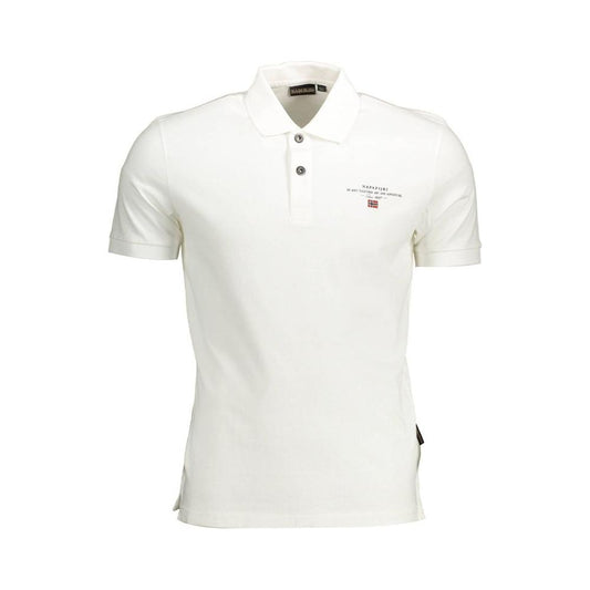 Napapijri White Cotton Men Polo Shirt