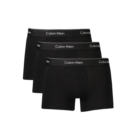 Calvin Klein black cotton men's underwear tri-pack, featuring a signature waistband with logo, crafted from 95% regenerative cotton.