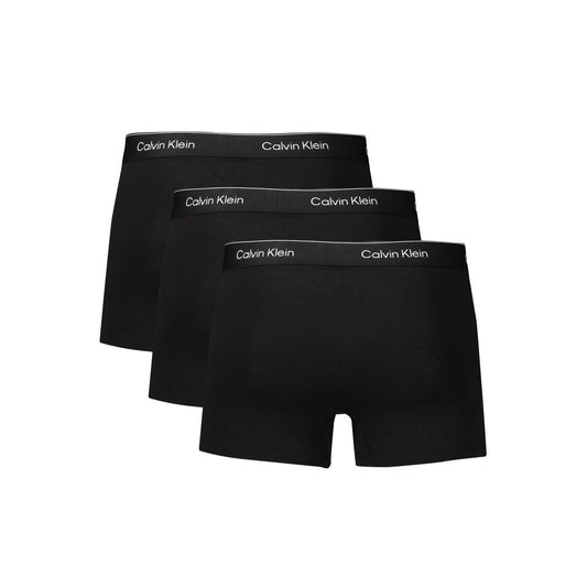 Calvin Klein black cotton men's boxer briefs tri-pack with logo waistband, sustainable and stylish underwear.