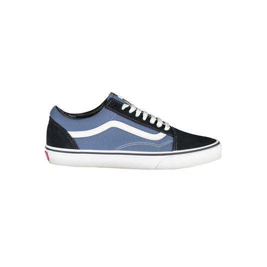 Vans Blue Leather Men Sneaker with iconic logo and classic design, crafted from polyester, leather, and polyethylene for style and comfort.