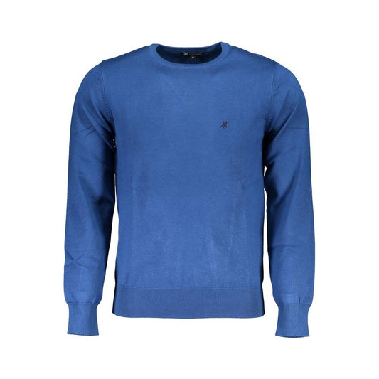 U.S. Grand Polo blue nylon sweater with long sleeves and crew neck, featuring embroidered logo.