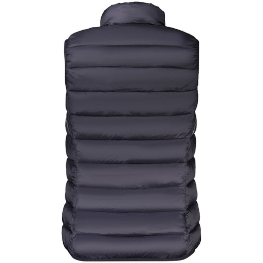 Back view of Norway 1963 black polyamide women's sleeveless jacket with padded design and high collar.
