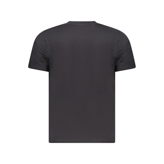 Back view of North Sails black cotton men's t-shirt showcasing short sleeves and crew neck, crafted from premium 100% cotton for comfort.