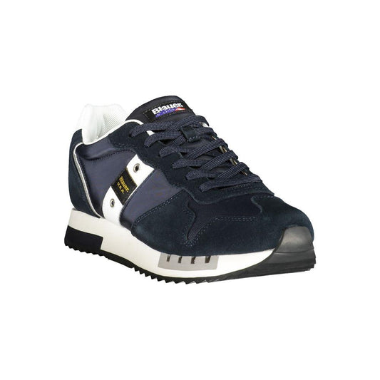 Blauer blue polyester men's sneaker with dynamic details, contrast laces, and removable footbed for style and comfort.
