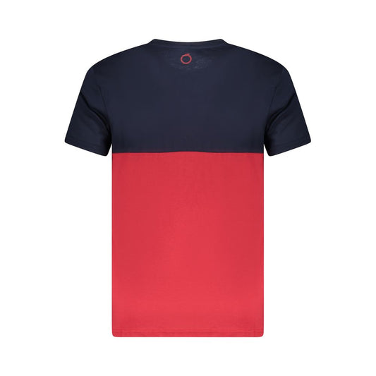 Back view of Trussardi Red Cotton Men T-Shirt with two-tone design and iconic logo.