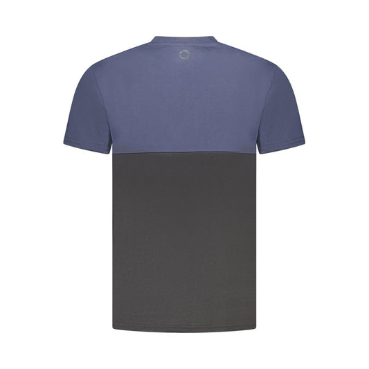 Back view of Trussardi Blue Cotton Men's T-Shirt with two-tone design