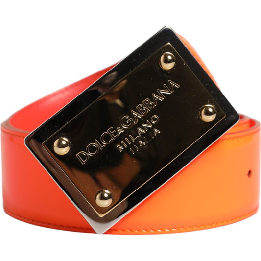 Dolce & Gabbana Dolce & Gabbana Orange Gold Tone Metal Logo Buckle Belt BEL9418-100 100 cm / 40 Inches,105 cm / 42 Inches,1728,67345645728,85 cm / 34 Inches,90 cm / 36 Inches,95 cm / 38 Inches,Accessories,Belts - Men - Accessories,Dolce & Gabbana,Material