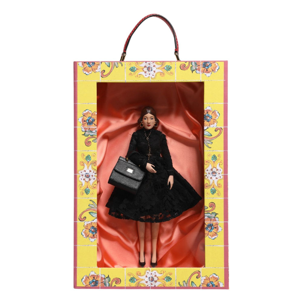 Dolce & Gabbana Black Dress Ceramic Porcelain Fashion Leather Sicily Dolls SMY11084