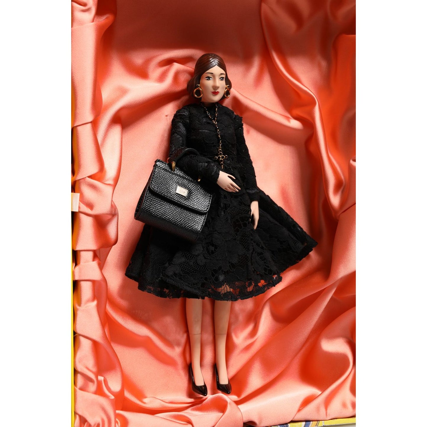 Dolce & Gabbana Black Dress Ceramic Porcelain Fashion Leather Sicily Dolls SMY11084