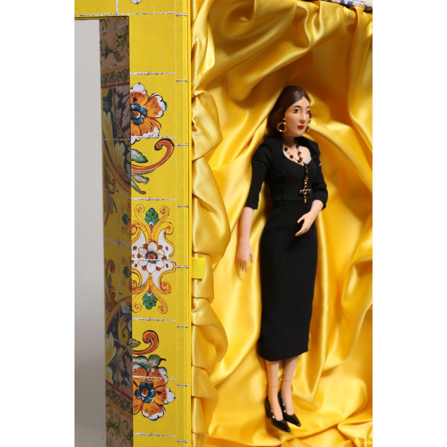 Dolce & Gabbana Black Dress Ceramic Porcelain Fashion Leather Sicily Dolls SMY11088