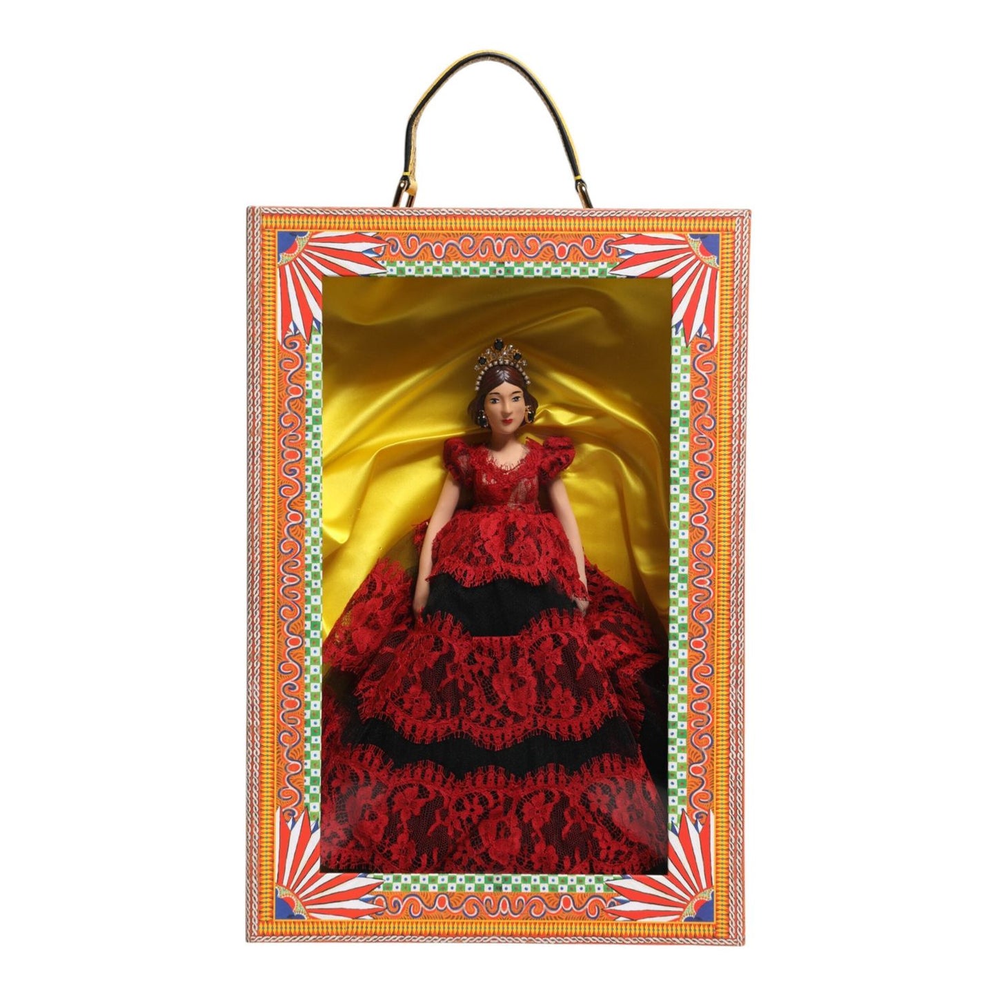 Dolce & Gabbana Red Dress Ceramic Porcelain Fashion Box Leather Sicily Dolls SMY11092