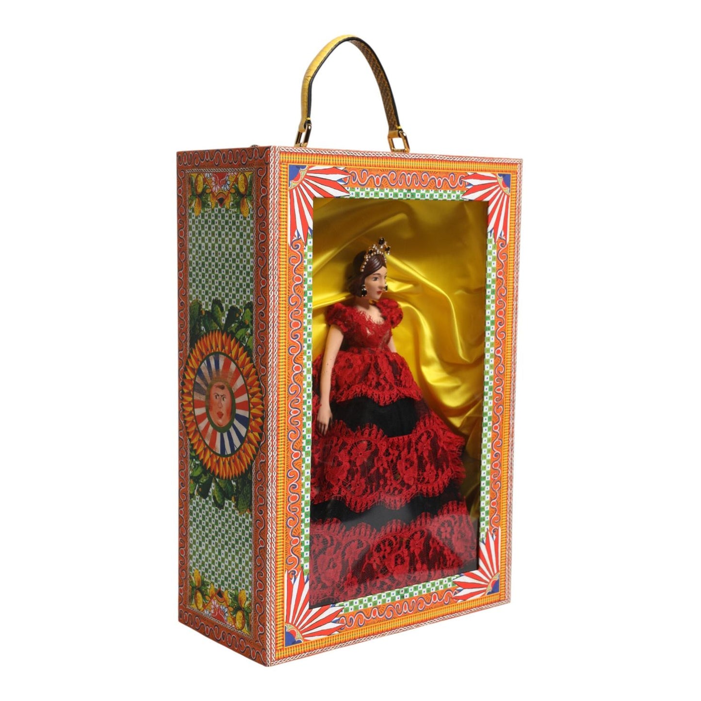 Dolce & Gabbana Red Dress Ceramic Porcelain Fashion Box Leather Sicily Dolls SMY11092