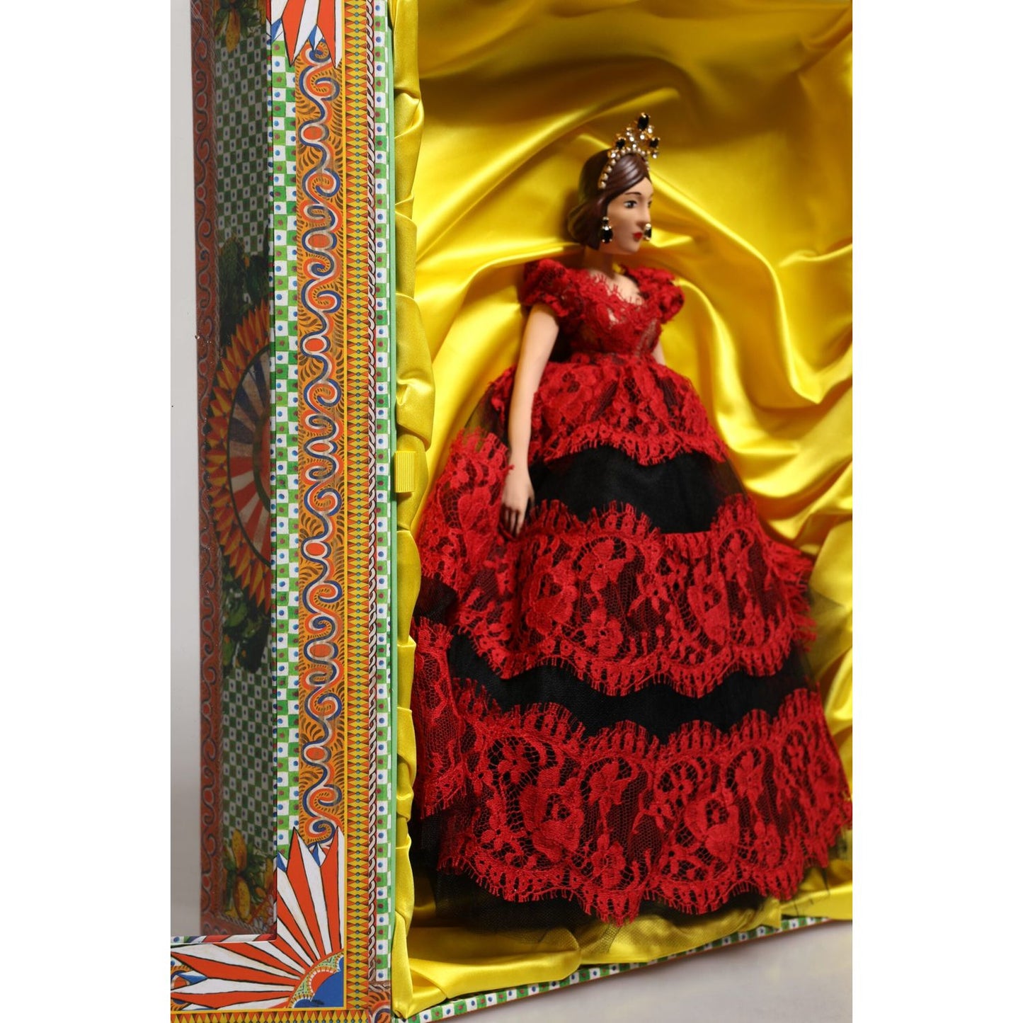Dolce & Gabbana Red Dress Ceramic Porcelain Fashion Box Leather Sicily Dolls SMY11092