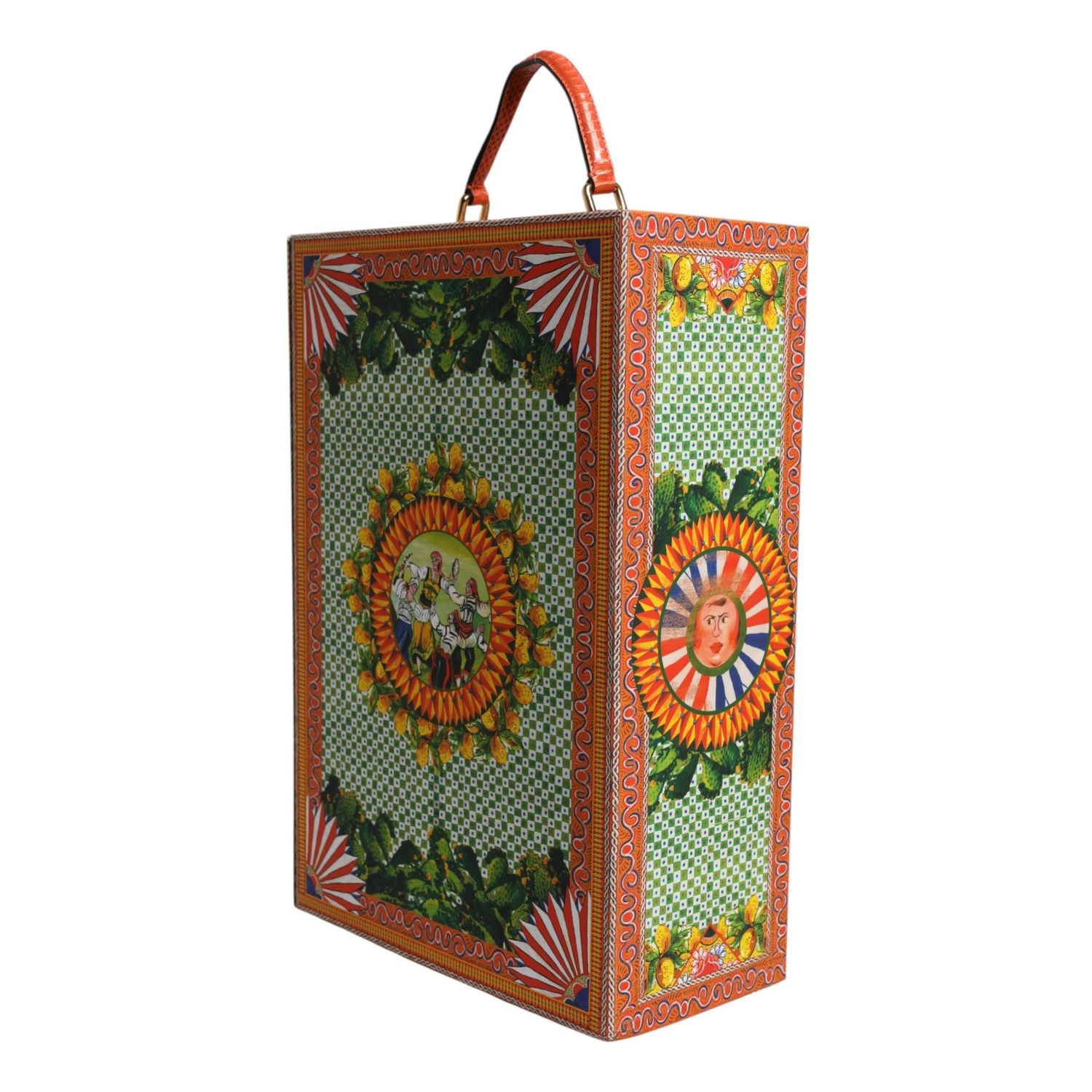 Front view with bag zipped and handles upright.