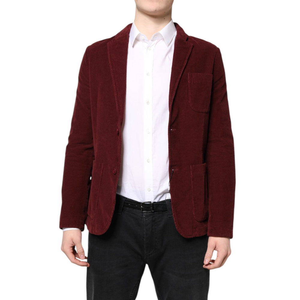 GF Ferre Maroon Corduroy Regular Fit Men Coat Blazer Jacket JKT41314-48