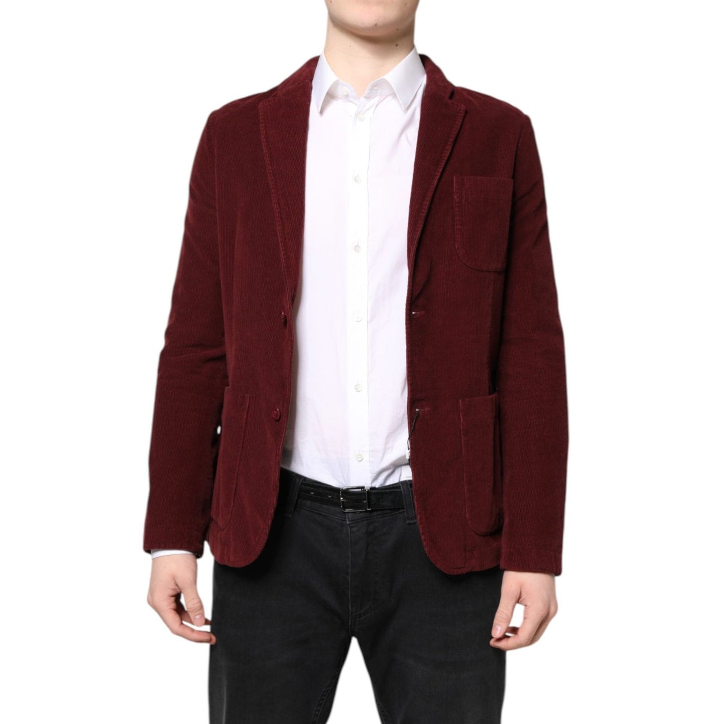 GF Ferre Maroon Corduroy Regular Fit Men Coat Blazer Jacket JKT41314-48