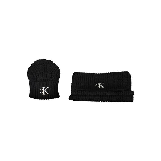 Calvin Klein Black Alpaca Women Scarf Set
