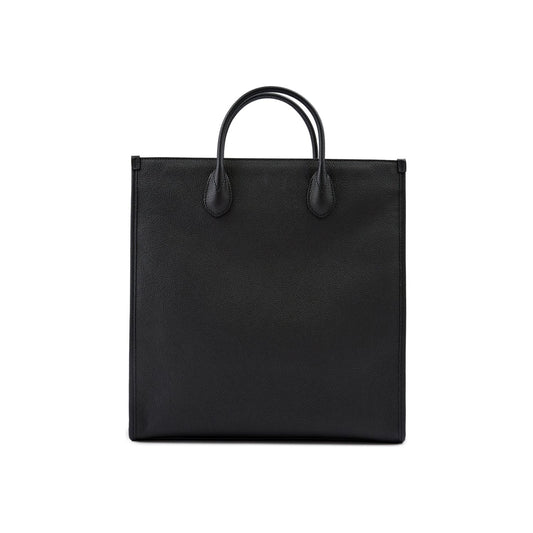 Gucci Black Leather Logo Medium Tote Bag