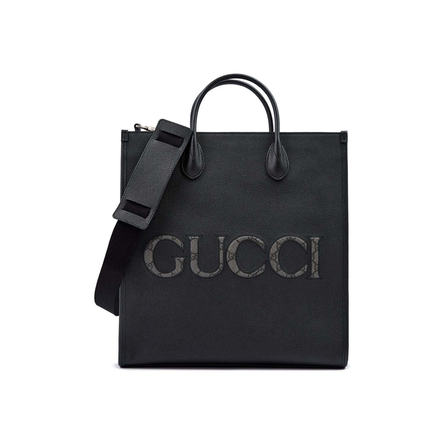 Gucci Black Leather Logo Medium Tote Bag 770975_AACXB_1049