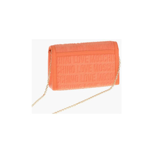 Moschino Moschino LOVE Terry-Cotton Shoulder Bag with Embossed Logo MOP483385GD 1728,74866327712,Bags,Moschino,New with tags,Orange,Shoulder Bags - Women - Bags,Women,Women - Bags