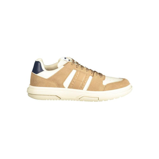 Tommy Hilfiger Beige Leather Men Sneaker
