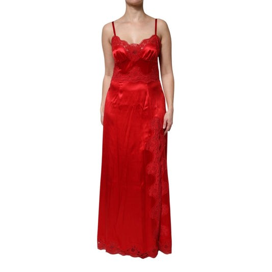 Dolce & Gabbana Red Silk Sleeveless Maxi Long Dress