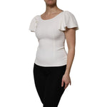 Dolce & Gabbana White Viscose Round Neck Short Sleeves Top