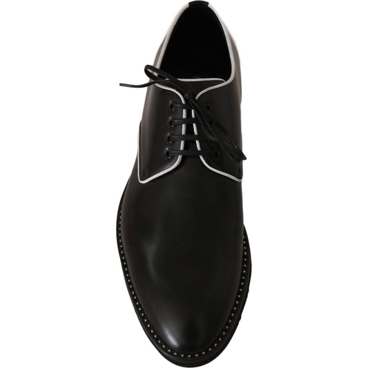 Dolce & Gabbana Elegant Black Leather Derby Dress Shoes Dolce & Gabbana Black
